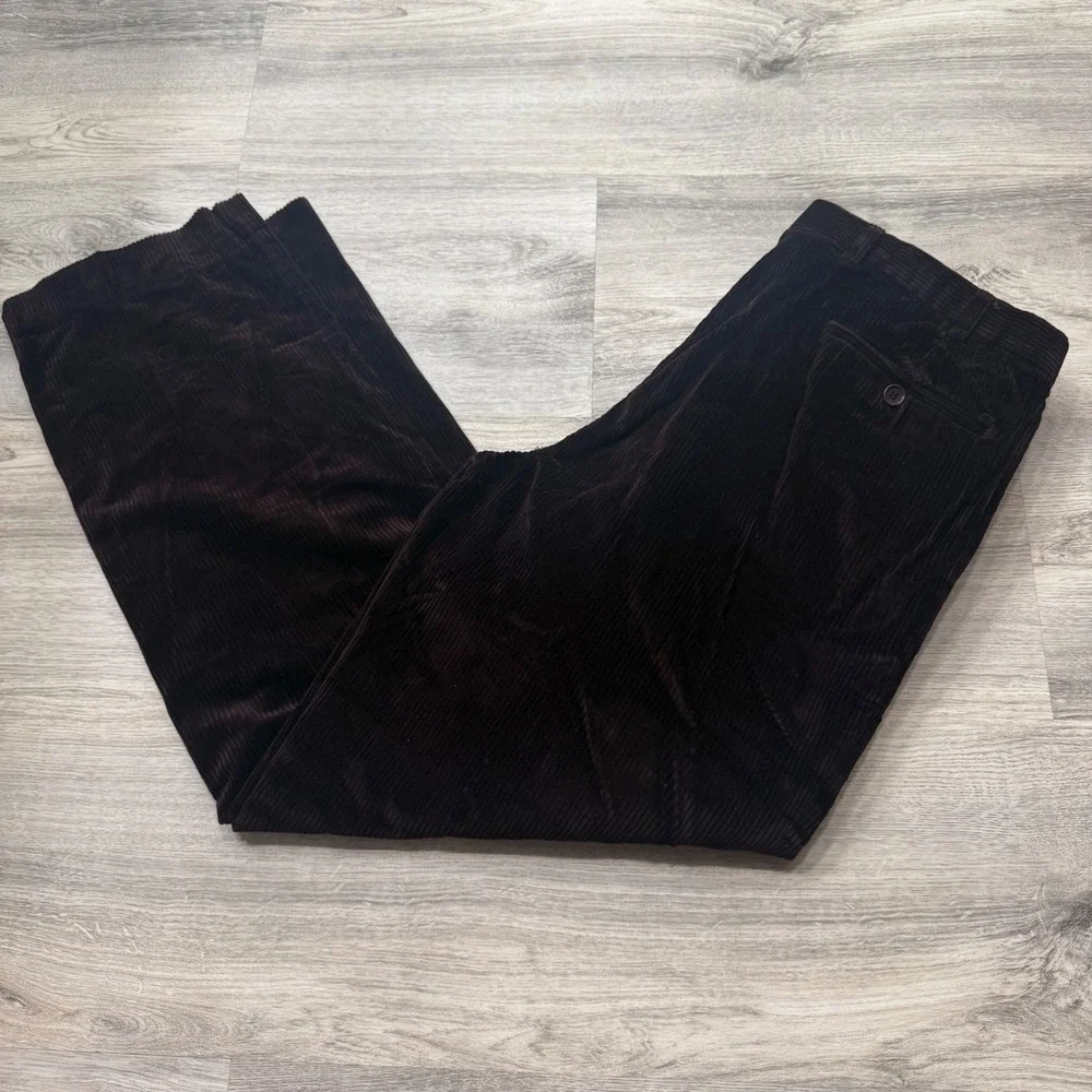 Brooks Brothers Loro Piana Corduroy Pants Mens 35 Brown Burgundy Made in Italy